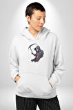 Azrail Kurukafa Ölüm Kadın Erkek  Beyaz Kapüşonlu Sweatshirt Hoodie