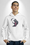 Azrail Kurukafa Ölüm Kadın Erkek  Beyaz Kapüşonlu Sweatshirt Hoodie