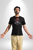 Kırmızı Şapkalı Gözlüklü Maymun Kadın Erkek Unisex Siyah Organik Baskılı T-Shirt Penye Yüksek Kalite