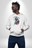 Azrail Ölüm Tanrısı İskelet Kadın Erkek  Beyaz Kapüşonlu Sweatshirt Hoodie