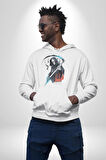 Azrail Ölüm Tanrısı İskelet Kadın Erkek  Beyaz Kapüşonlu Sweatshirt Hoodie