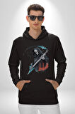 Azrail Ölüm Tanrısı İskelet Kadın Erkek  Siyah Kapüşonlu Sweatshirt Hoodie
