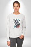 Azrail Ölüm Tanrısı İskelet Kadın Erkek  Beyaz Baskılı Sweatshirt 