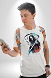 Azrail Ölüm Tanrısı İskelet Kadın Erkek Unisex Beyaz Organik Baskılı T-Shirt Penye Yüksek Kalite
