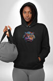 Su Aygırı Hipopotamo Renkli Kadın Erkek  Siyah Kapüşonlu Sweatshirt Hoodie