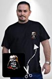 Darth Vader Kafatası Siyah Büyük Beden Kadın Basic Minimal Baskılı Tişört