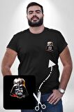 Darth Vader Kafatası Siyah Büyük Beden Kadın Basic Minimal Baskılı Tişört
