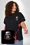Darth Vader Kafatası Siyah Büyük Beden Kadın Basic Minimal Baskılı Tişört
