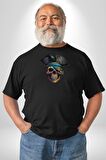 İskelet Karayip Korsaları Kadın Erkek Unisex Siyah Organik Baskılı T-Shirt Penye Yüksek Kalite