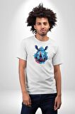 Su Aygırı Hipopotamo Renkli Kadın Erkek Unisex Beyaz Organik Baskılı T-Shirt Penye Yüksek Kalite