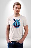 Su Aygırı Hipopotamo Renkli Kadın Erkek Unisex Beyaz Organik Baskılı T-Shirt Penye Yüksek Kalite