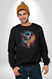 Tatil Köpek Soğuk Kokteyl İçeçek Kadın Erkek  Siyah Baskılı Sweatshirt 