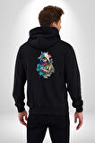 Kedi Assassin's Creed  Kadın Erkek Siyah Renk Kapüşonlu Kanguru Cepli  Fermuarlı Pamuklu Oversize Dijital Baskılı Hırka Sweatshirt