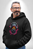 Maske Duman Corona Müzik Kulaklık  Kadın Erkek  Siyah Kapüşonlu Sweatshirt Hoodie