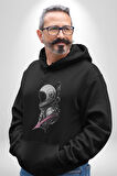 Astronot Kafası  Kadın Erkek  Siyah Kapüşonlu Sweatshirt Hoodie