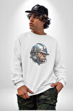 Kafamın İçindeki Lağım  Kadın Erkek  Beyaz Baskılı Sweatshirt 