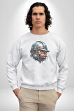 Kafamın İçindeki Lağım  Kadın Erkek  Beyaz Baskılı Sweatshirt 