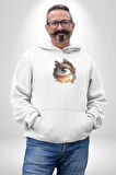 Duvardan Biri Bizi Gözetliyor Kadın Erkek  Beyaz Kapüşonlu Sweatshirt Hoodie