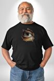 Duvardan Biri Bizi Gözetliyor Kadın Erkek Unisex Siyah Organik Baskılı T-Shirt Penye Yüksek Kalite