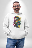 Canlı Afrobeat Füzyon Renkli Siluet Kadın Erkek  Beyaz Kapüşonlu Sweatshirt Hoodie