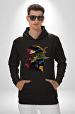 Canlı Afrobeat Füzyon Renkli Siluet Kadın Erkek  Siyah Kapüşonlu Sweatshirt Hoodie