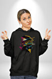 Canlı Afrobeat Füzyon Renkli Siluet Kadın Erkek  Siyah Kapüşonlu Sweatshirt Hoodie