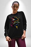 Canlı Afrobeat Füzyon Renkli Siluet Kadın Erkek  Siyah Baskılı Sweatshirt 