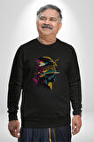 Canlı Afrobeat Füzyon Renkli Siluet Kadın Erkek  Siyah Baskılı Sweatshirt 