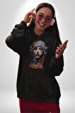 Khansa Eşarp Kadın Tasarımı Kadın Erkek  Siyah Kapüşonlu Sweatshirt Hoodie