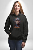 Khansa Eşarp Kadın Tasarımı Kadın Erkek  Siyah Kapüşonlu Sweatshirt Hoodie