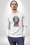 Khansa Eşarp Kadın Tasarımı Kadın Erkek  Beyaz Baskılı Sweatshirt 