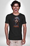 Khansa Eşarp Kadın Tasarımı Kadın Erkek Unisex Siyah Organik Baskılı T-Shirt Penye Yüksek Kalite