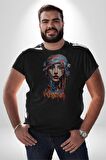 Khansa Eşarp Kadın Tasarımı Kadın Erkek Unisex Siyah Organik Baskılı T-Shirt Penye Yüksek Kalite