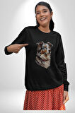 Australian Shepherd Köpek  Kadın Erkek  Siyah Baskılı Sweatshirt 