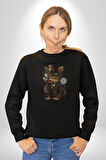 İş İnsanı Yorkshire Zamanda Yolculuk Kadın Erkek  Siyah Baskılı Sweatshirt 