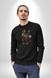 İş İnsanı Yorkshire Zamanda Yolculuk Kadın Erkek  Siyah Baskılı Sweatshirt 