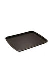 Siyah Midi Boy Plastik Servis Tepsisi  Kırılmaz Lokanta Büfe Fast Food Kullanım (44x32 Cm)