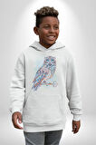 Anahtar Baykuş Tuval   Kadın Erkek  Beyaz Kapüşonlu Sweatshirt Hoodie