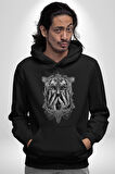 Yarım İnsan Yarım Leopar Mutant Leopar Kral Kadın Erkek  Siyah Kapüşonlu Sweatshirt Hoodie