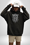 Yarım İnsan Yarım Leopar Mutant Leopar Kral Kadın Erkek  Siyah Kapüşonlu Sweatshirt Hoodie