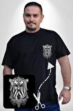Yarım İnsan Yarım Leopar Mutant Leopar Kral Siyah Büyük Beden Kadın Basic Minimal Baskılı Tişört