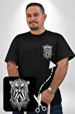 Yarım İnsan Yarım Leopar Mutant Leopar Kral Siyah Büyük Beden Kadın Basic Minimal Baskılı Tişört