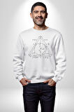 Pisagor Çember Matematik Kadın Erkek  Beyaz Baskılı Sweatshirt 