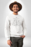 Pisagor Çember Matematik Kadın Erkek  Beyaz Baskılı Sweatshirt 