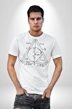 Pisagor Çember Matematik Kadın Erkek Unisex Beyaz Organik Baskılı T-Shirt Penye Yüksek Kalite
