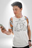 Pisagor Çember Matematik Kadın Erkek Unisex Beyaz Organik Baskılı T-Shirt Penye Yüksek Kalite
