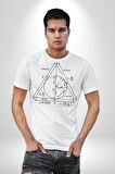 Pisagor Çember Matematik Kadın Erkek Unisex Beyaz Organik Baskılı T-Shirt Penye Yüksek Kalite