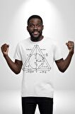 Pisagor Çember Matematik Kadın Erkek Unisex Beyaz Organik Baskılı T-Shirt Penye Yüksek Kalite