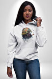 Kasket Miğfer Goril Savaşcı Kadın Erkek  Beyaz Kapüşonlu Sweatshirt Hoodie