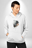 Kaket Polis Kedi  Kadın Erkek  Beyaz Kapüşonlu Sweatshirt Hoodie